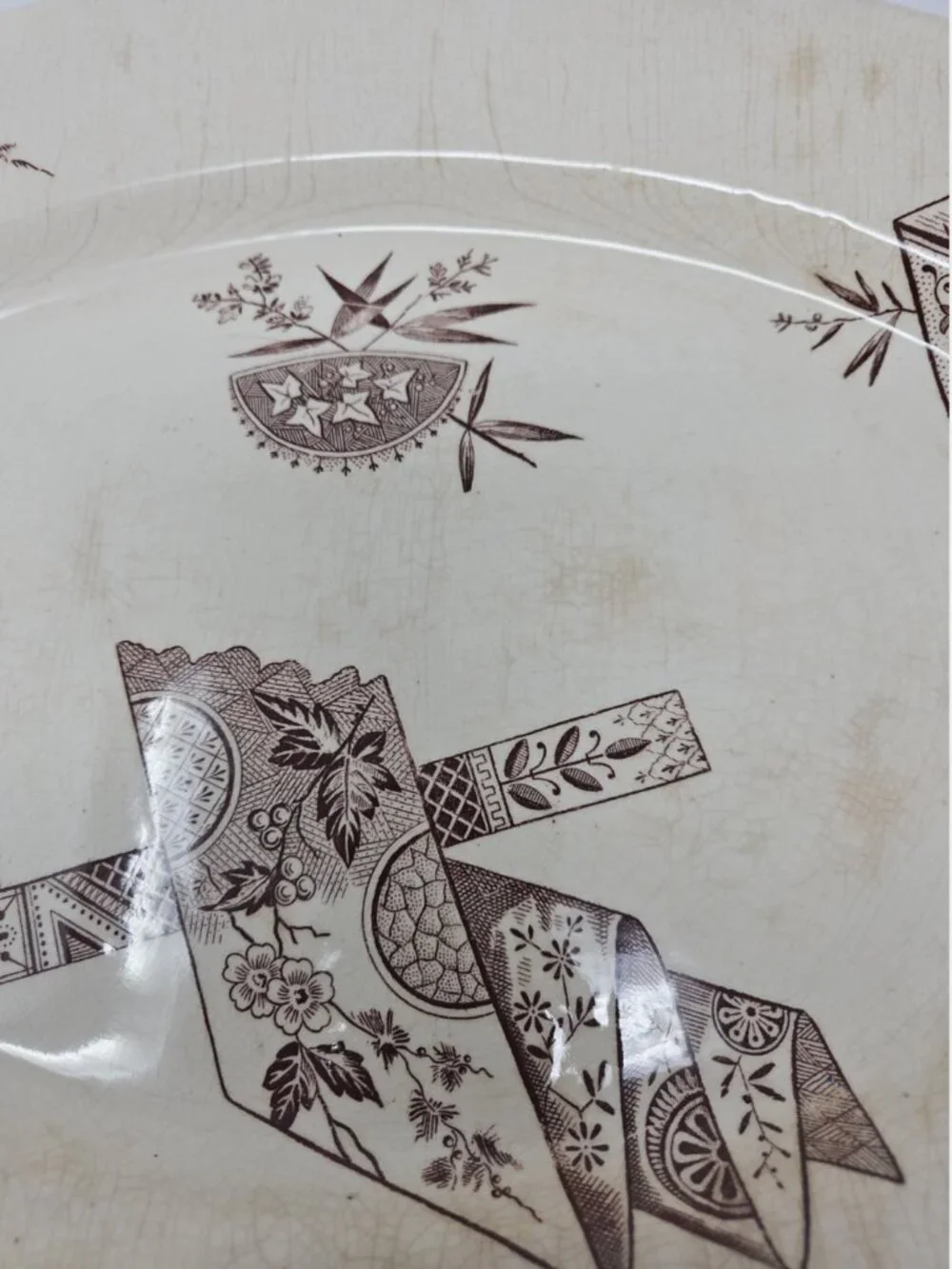 Antique 1890 Victorian Aesthetic Movement Ironstone Platter Alcock Stratford 17